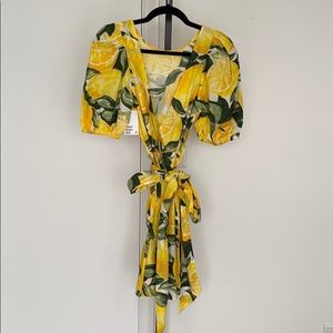 H&M lemon dress with tie